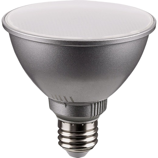 Gray metal short neck LED floodlight bulb with screw base for lighting and electrical applications