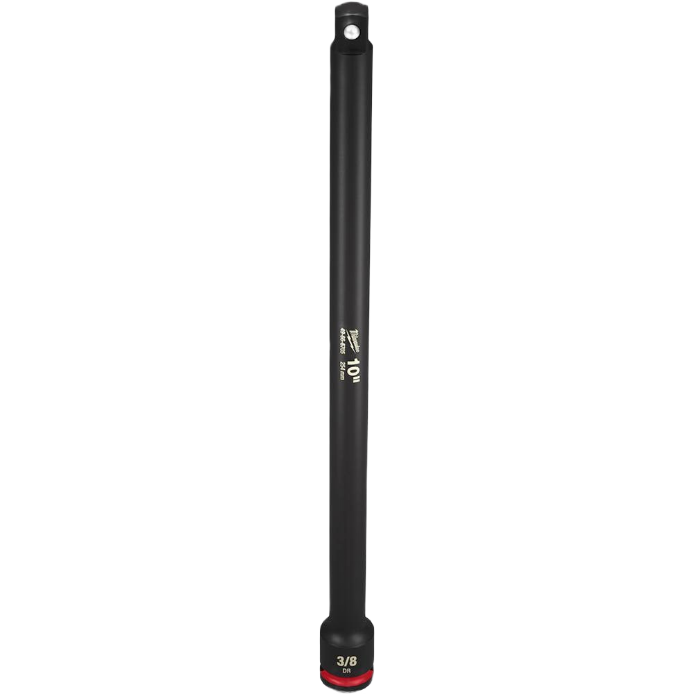 Black 10-inch 3/8-inch drive impact socket extension designed for heavy-duty tools and home improvement tasks