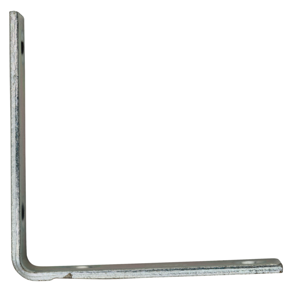 Zinc-finished steel corner brace for reinforcing furniture and structures in building hardware and lumber materials collections