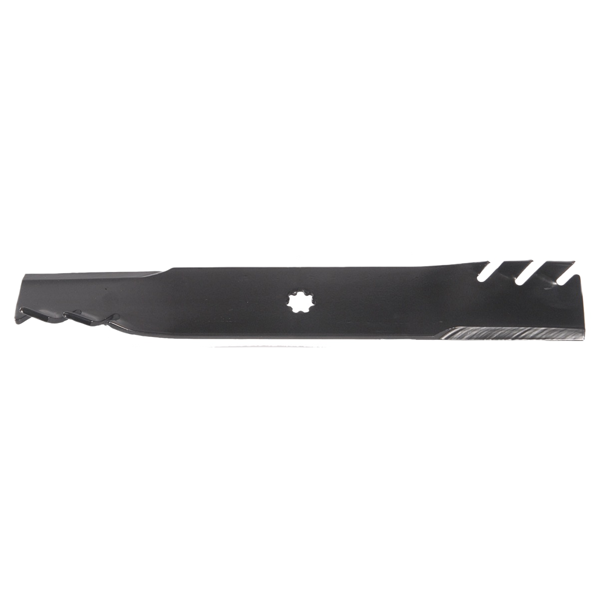 Black metal mower blade with precision-cut edges for efficient grass discharge in Parts & Lubricants home improvement tools collection