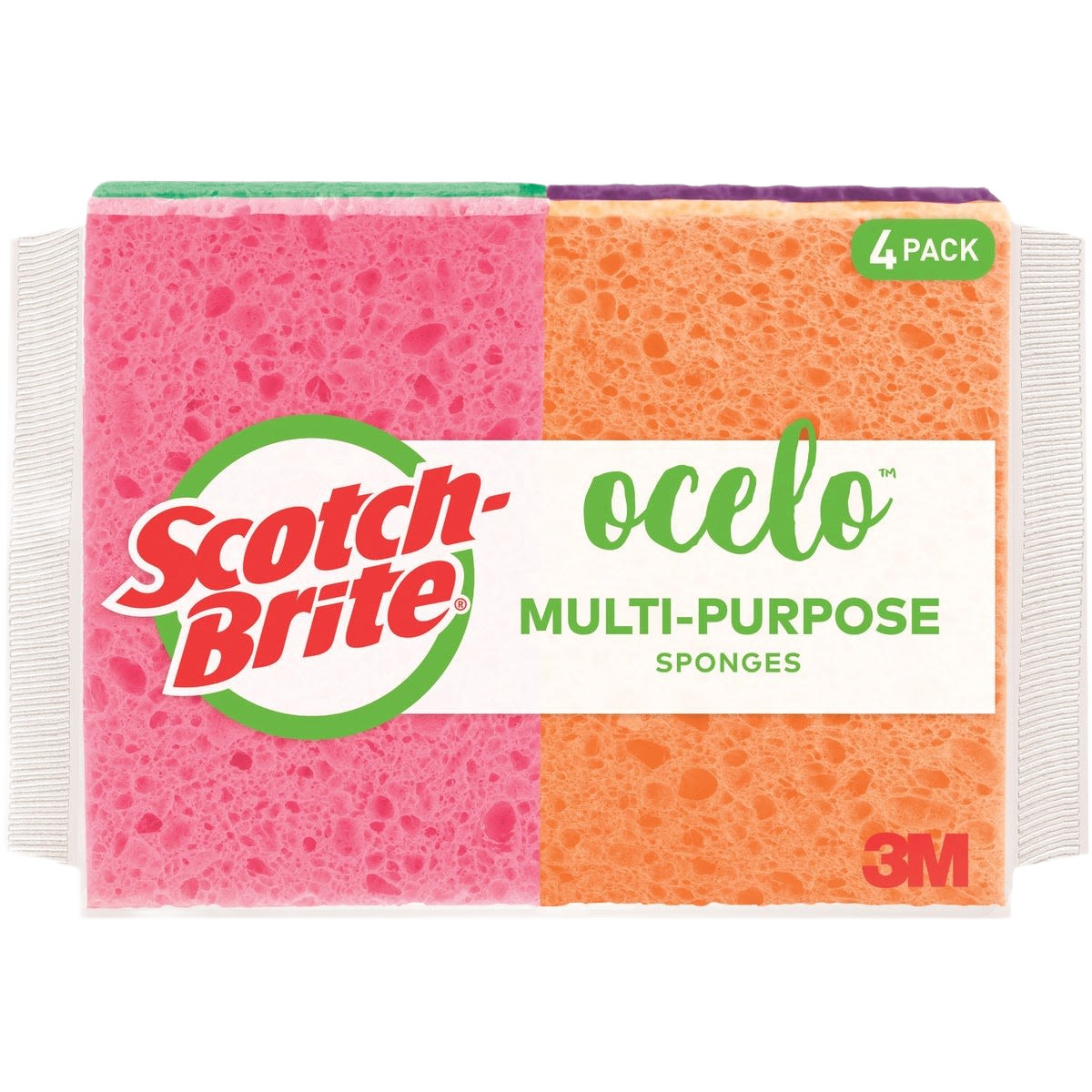 Four-pack of colorful multi-purpose cleaning sponges designed for durability and freshness in cleaning tools collection