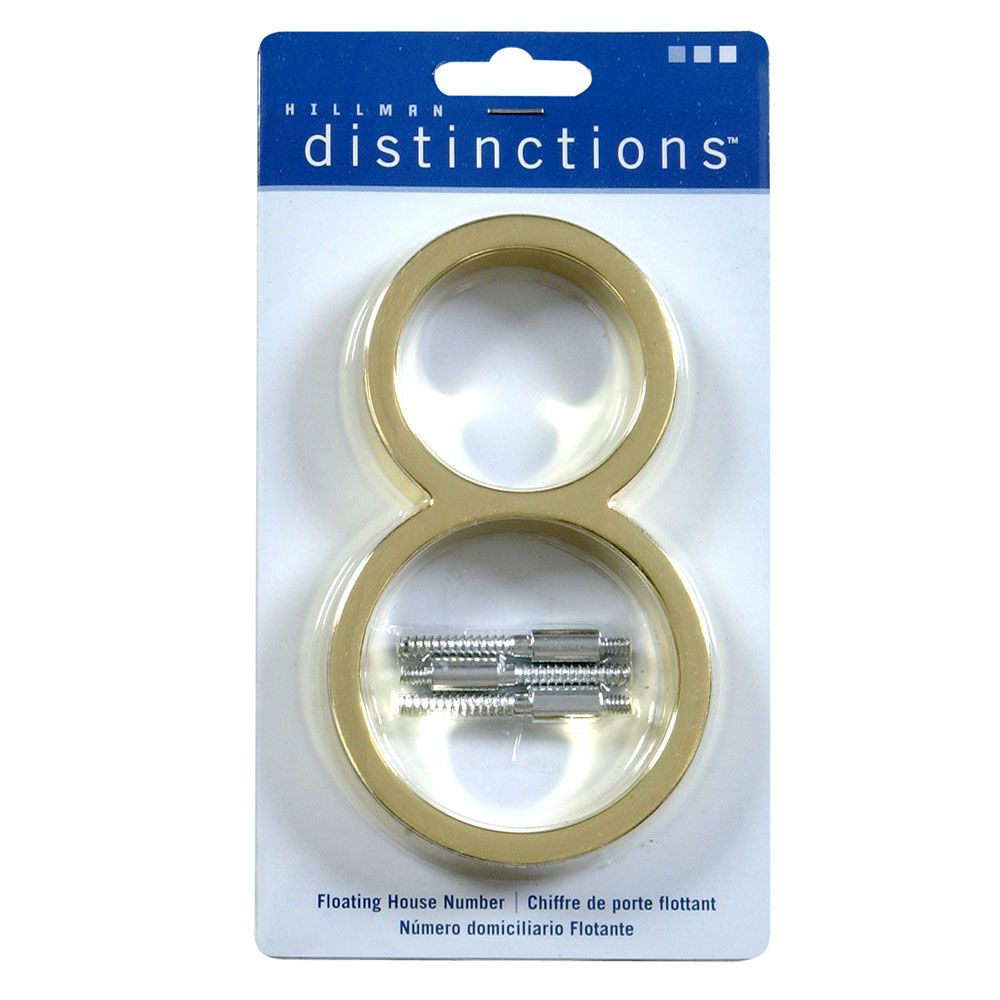Brass floating house number 8 with mounting hardware for home improvement in hardware and signs collections under $50