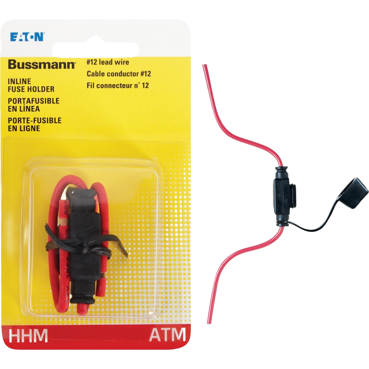 Inline fuse holder with red lead wires designed for automotive and home improvement electrical applications