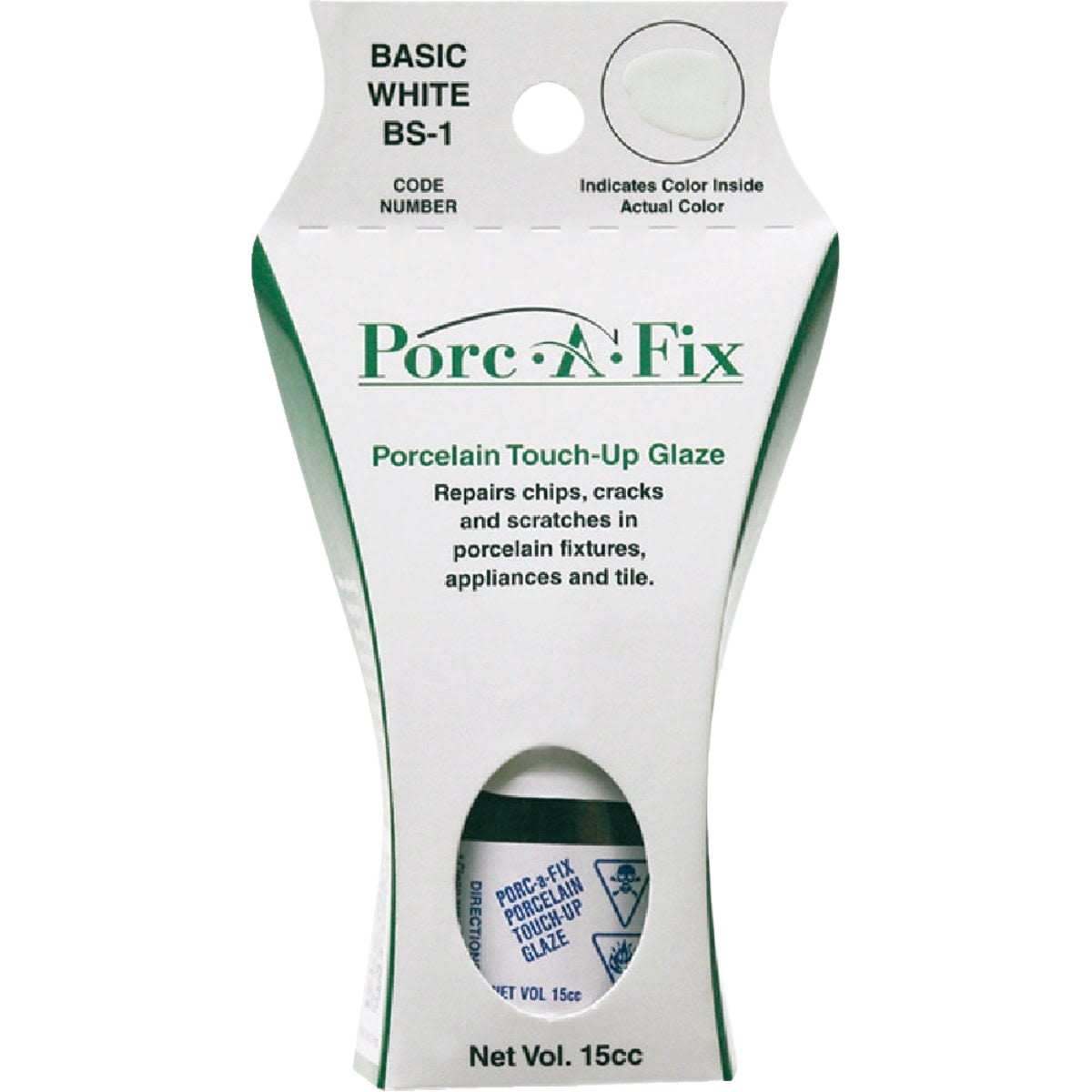 Porcelain touch-up glaze in basic white for repairing chips and cracks in fixtures and tile, home improvement paint supplies