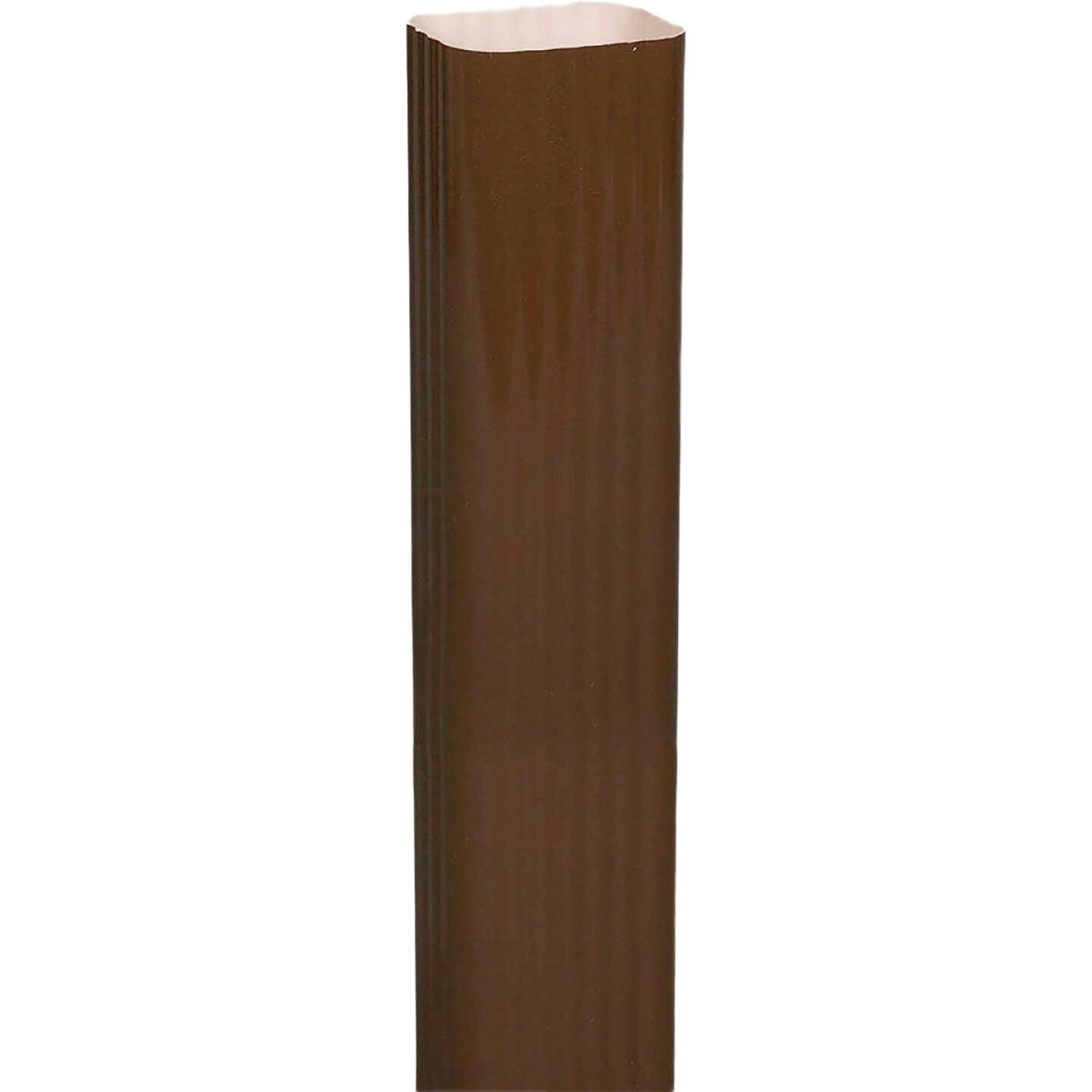 Brown aluminum downspout extension with K-style profile for home improvement and outdoor water drainage use