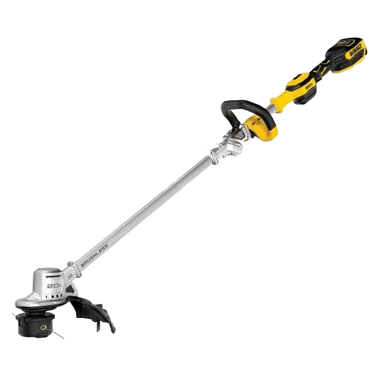 Yellow and black folding string trimmer with ergonomic handle designed for efficient yard and home improvement tasks