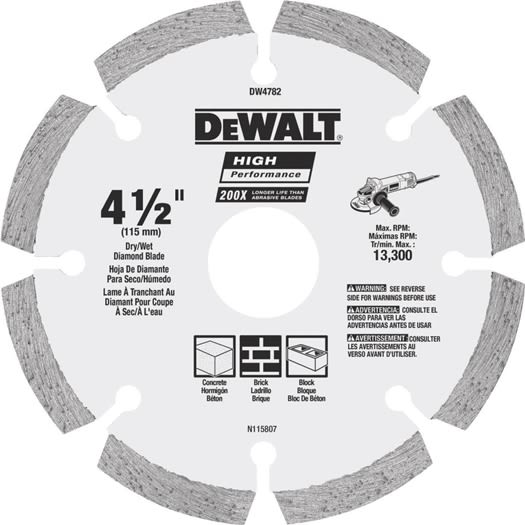 4-1/2 inch segmented rim diamond cutting blade for dry and wet use in tool and woodworking accessories collections