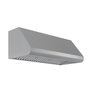 Stainless steel canopy range hood with vent grilles, part of kitchen appliances and over the range hoods collection
