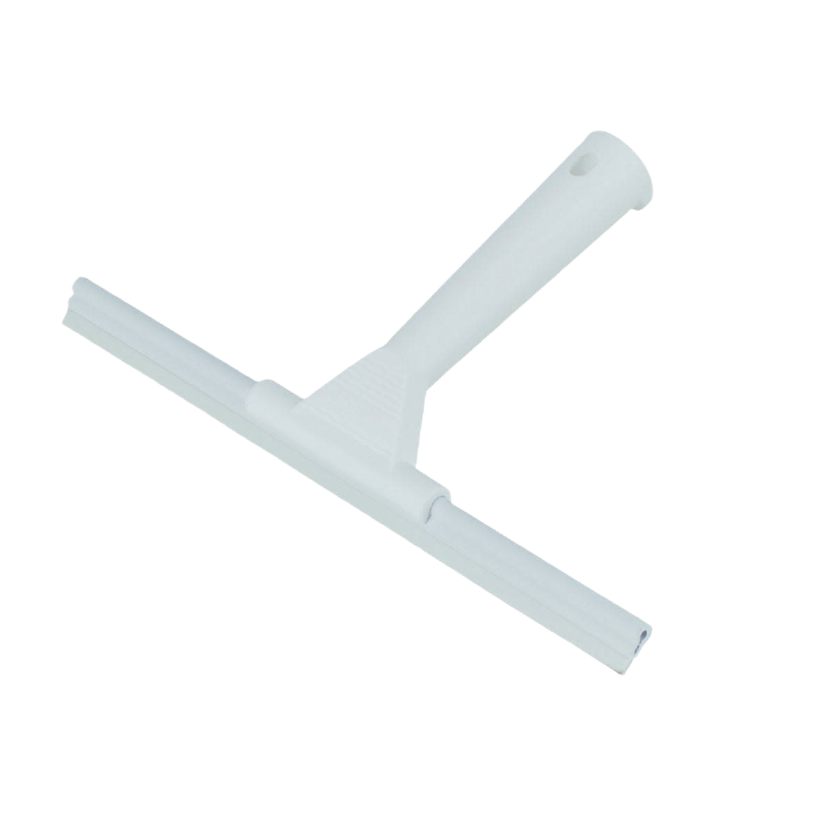 White handheld shower squeegee with silicone blade for cleaning glass, tiles, and mirrors in cleaning tools under $50 collection