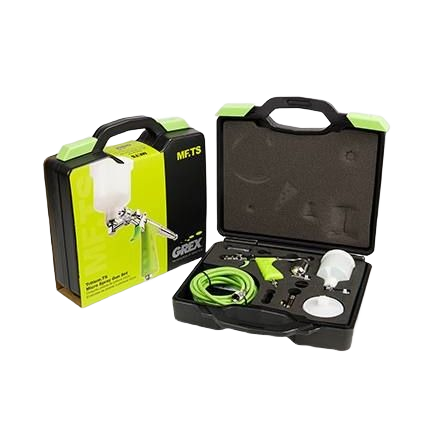 Open black and green carrying case with micro spray gun set and accessories in paint sprayers and home improvement tools collections