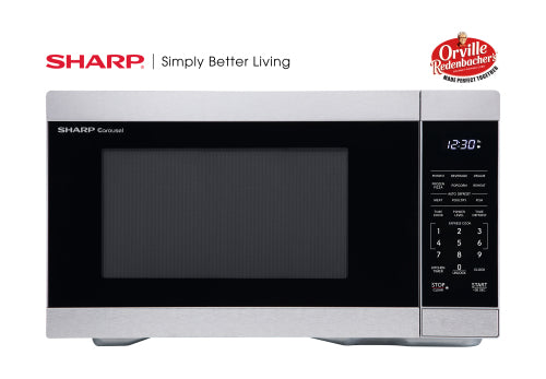 Stainless steel Sharp countertop microwave with digital keypad and Orville Redenbacher’s logo in Microwaves at Hartville Hardware