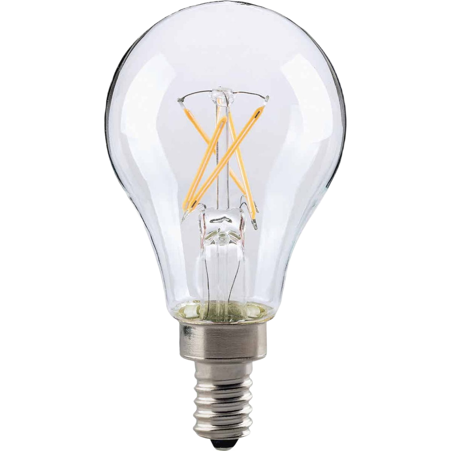 Clear A15 LED appliance bulb with medium metal base and visible filament for home improvement lighting needs