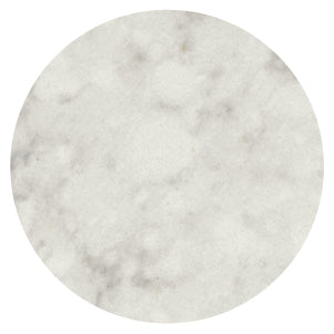 Circular close-up of a pale gray surface with subtle cloudy patterns and a smooth, stone-like texture.