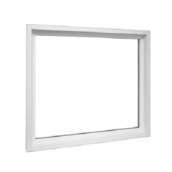 White rectangular window frame without glass, featuring a simple, clean design suitable for home improvement visualization or digital use.