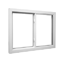 Modern white sliding window with two large clear glass panels set in a clean frame, suitable for enhancing natural light in home improvement projects.