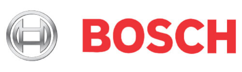 Silver circular emblem with a stylized H inside next to bold red text spelling Bosch on a white background, representing a well-known brand logo.