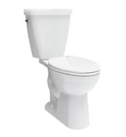 Standard white ceramic two-piece toilet with closed lid shown against a plain white background.