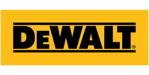 Bold black DEWALT text in capital letters centered on a yellow rectangular background, representing a well-known home improvement tools brand.