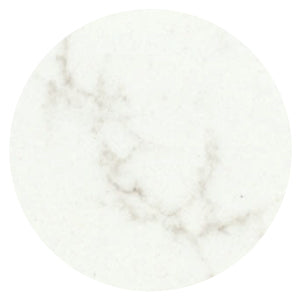 Close-up view of a light white marble surface with subtle gray veining and a smooth polished finish.