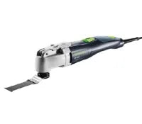 Electric oscillating multi-tool with a flat cutting blade attachment, designed for versatile home improvement and precision tasks.