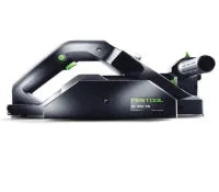 Black and green handheld electric planer with ergonomic handle, designed for smoothing and leveling wooden surfaces in home improvement projects.