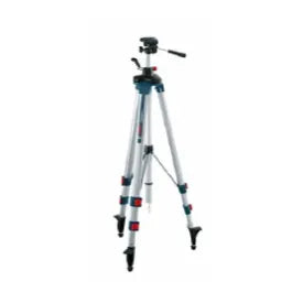 Lightweight aluminum tripod with adjustable legs and a rotating head, suitable for supporting cameras or measurement tools in home improvement tasks.