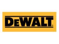 Black and yellow DeWALT logo featuring bold uppercase lettering on a solid yellow background, representing power tools and home improvement.