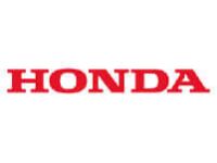 Bold red Honda logo featuring uppercase lettering on a white background, representing automotive and power equipment branding.