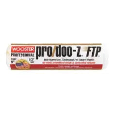 Professional paint roller cover with a tightly woven fabric designed for smooth application of semi-gloss paints in home improvement projects.