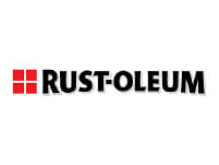 Black and red Rust-Oleum logo featuring a bold serif font and a four-square red graphic symbolizing paint and home improvement.