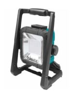 Black and teal portable LED work light with a sturdy handle and adjustable stand designed for home improvement tasks.