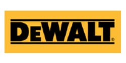 Black and yellow rectangular logo featuring bold DeWALT text centered on a solid yellow background, associated with tools and home improvement.