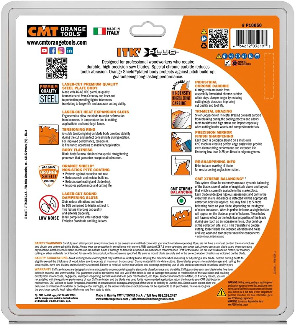 CMT Orange Tools 10" 50T Itk-Xplus® Combination Saw Blade
