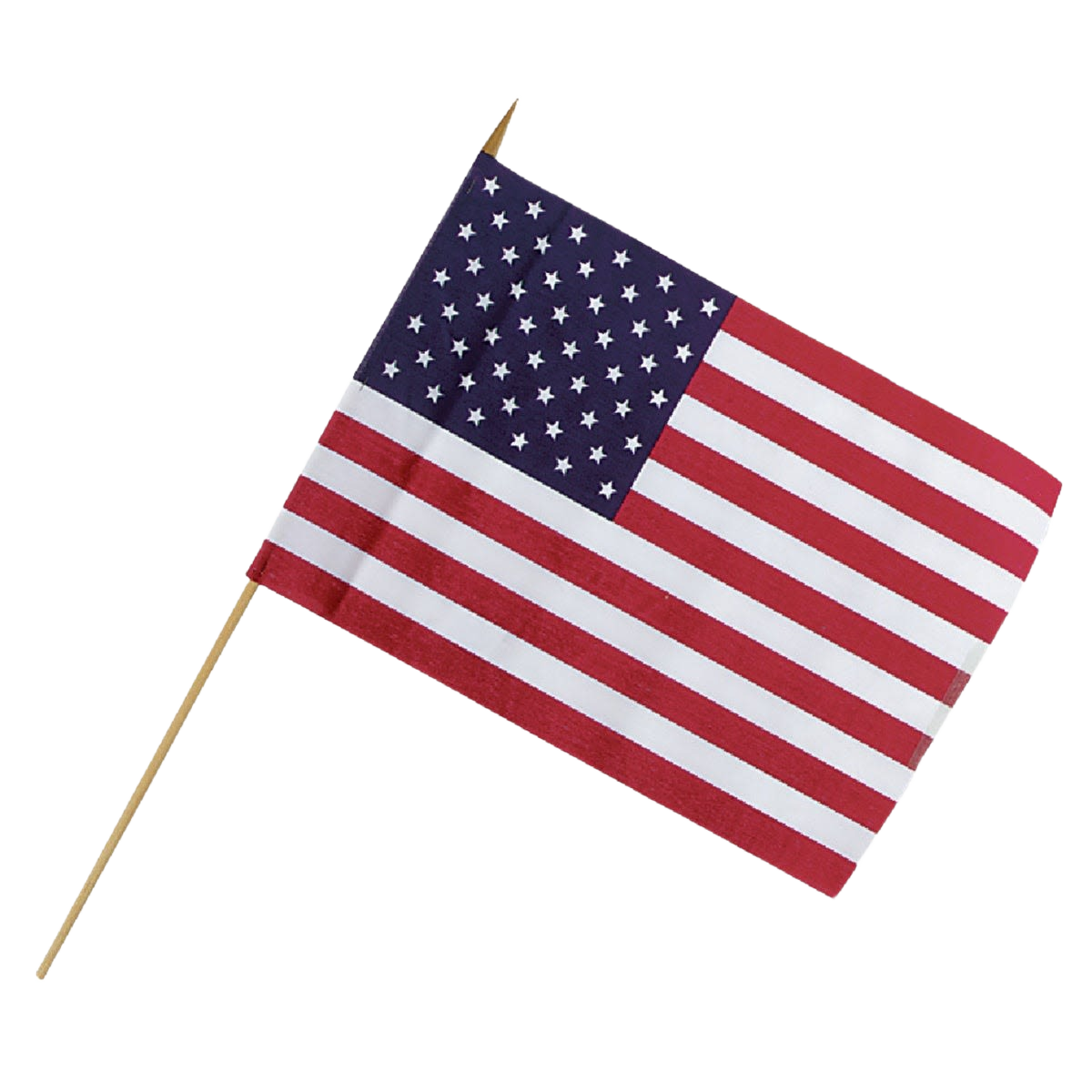Small polycotton American flag on wooden stick for outdoor lawn or garden patriotic display