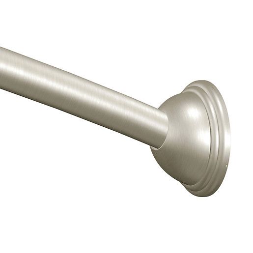 Brushed nickel curved shower rod with adjustable length for bathroom accessories and hardware under $100 collection
