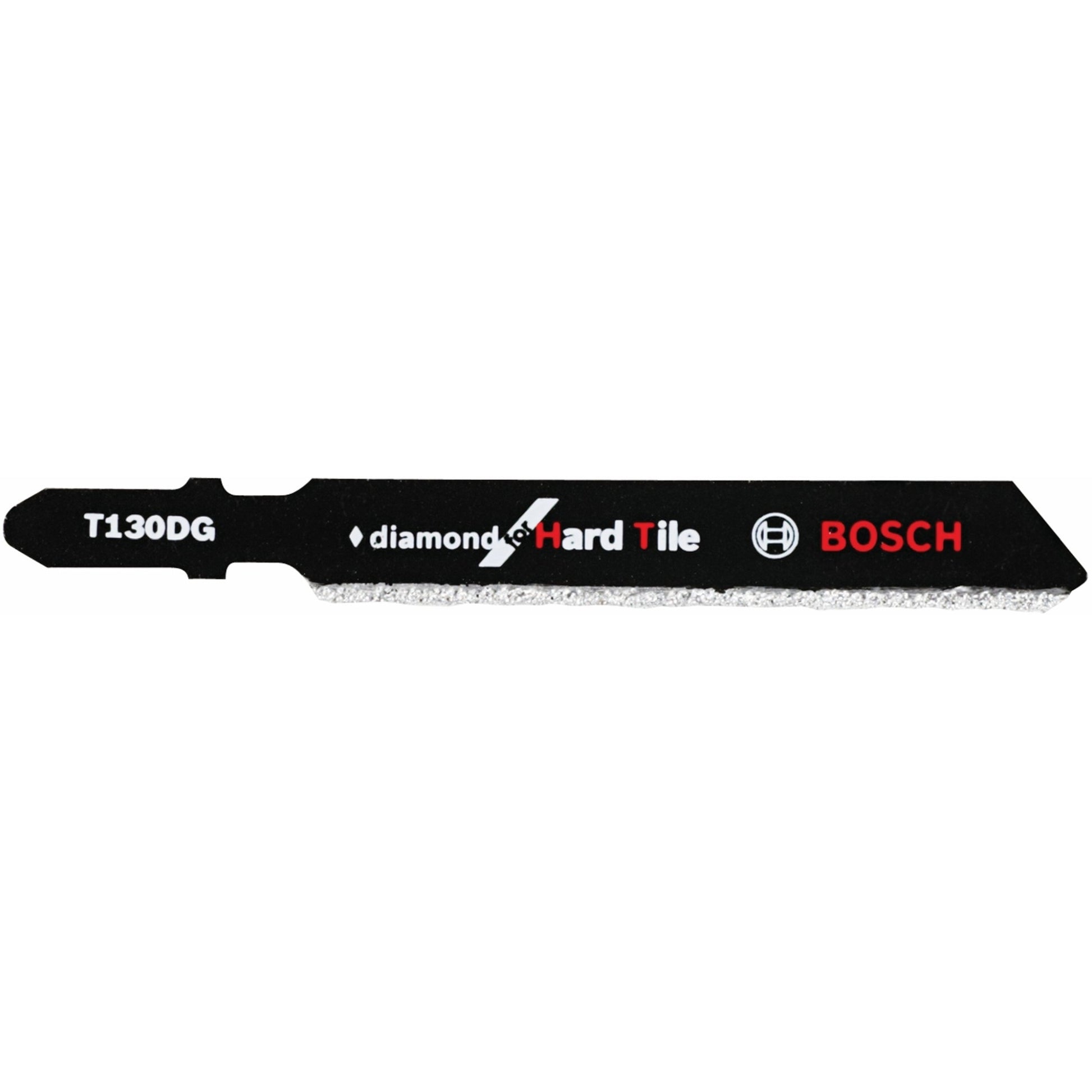 Black T-shank jigsaw blade with 30-grit diamond edge for cutting hard tile in power tool accessories collection