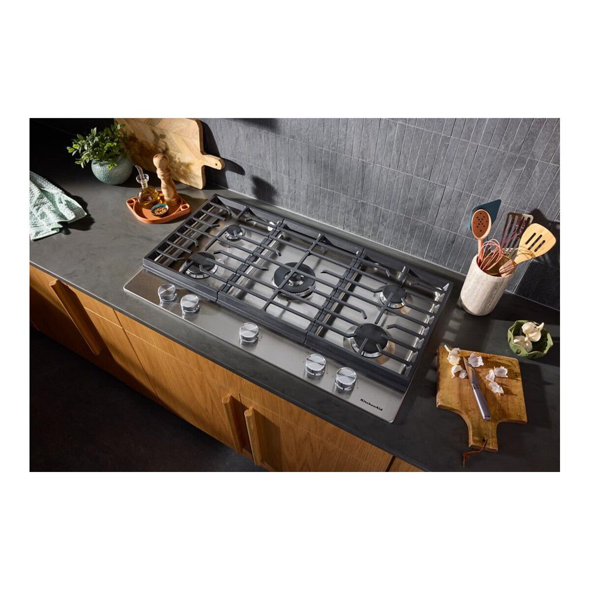 KitchenAid® 36  in. Gas Cooktop with 5 Burners and Integrated Wok Grate