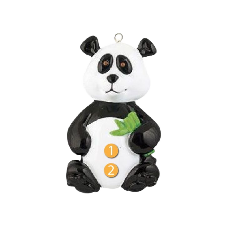 Sitting black and white panda ornament holding green bamboo from Christmas Ornaments & Tree Decorations collection