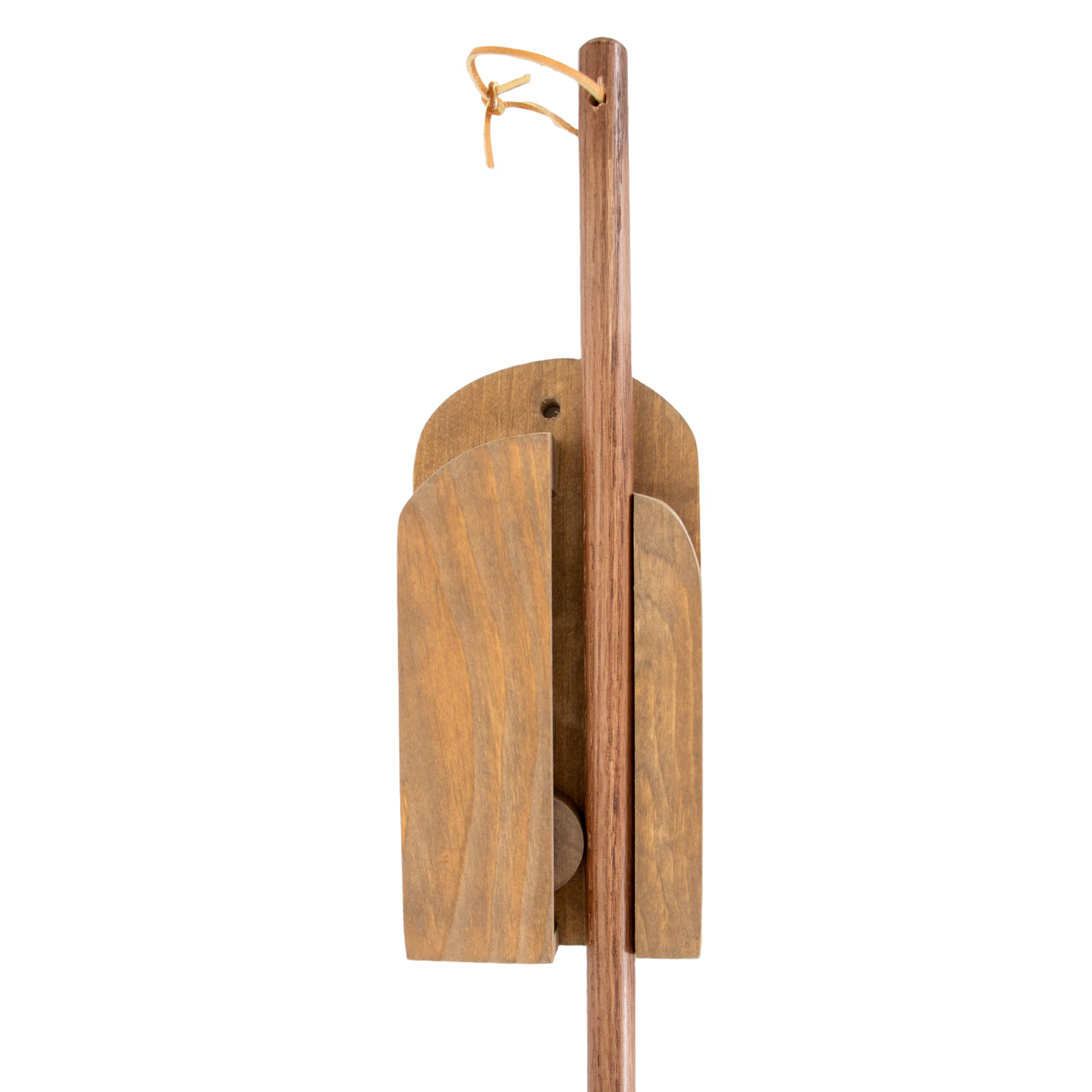 Compact wooden broom holder in natural finish designed for organized storage in Cleaning and Home Improvement collections under $50