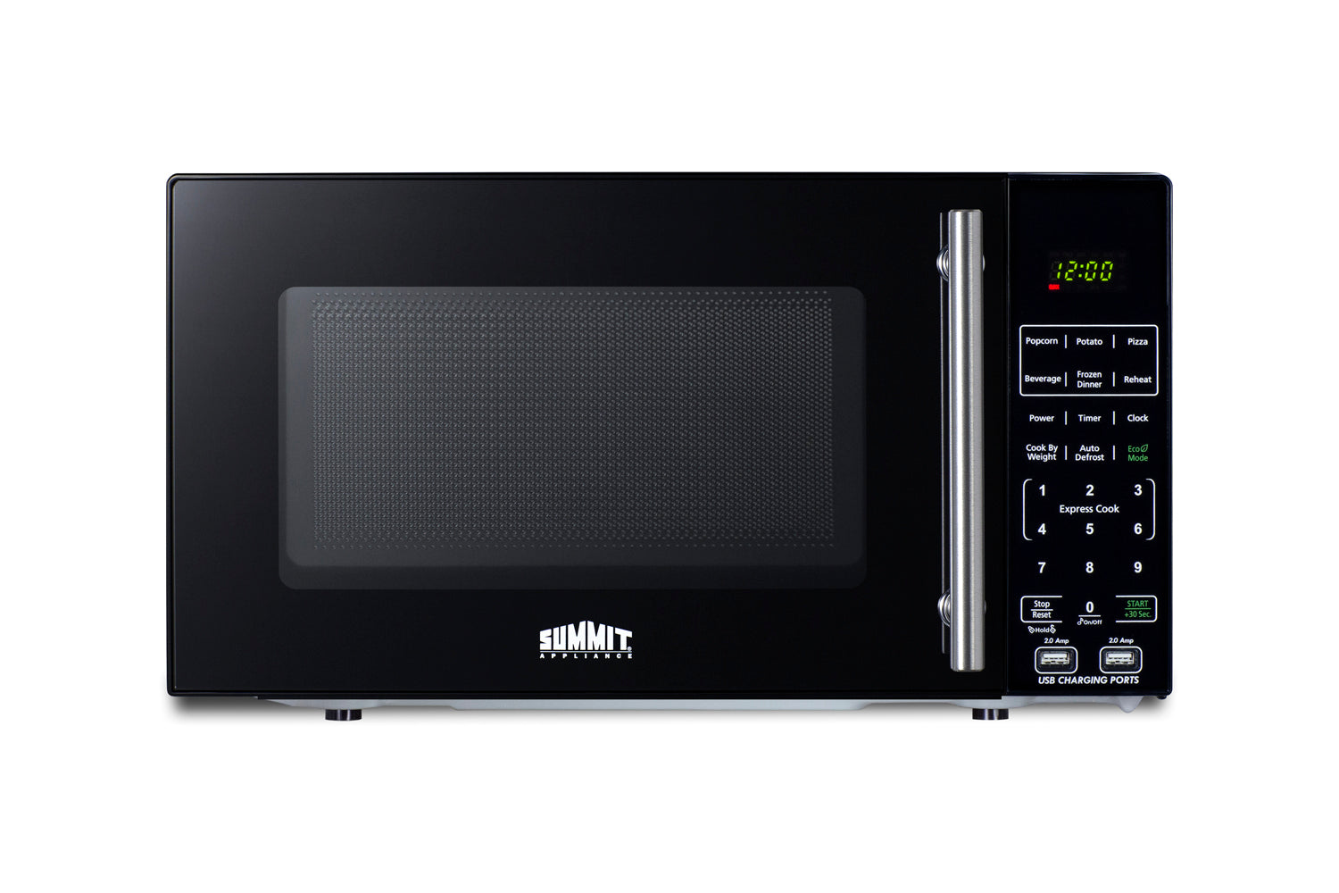 Jet black countertop microwave with digital display, control panel, and front window in Microwaves and Kitchen & Kitchenware collections