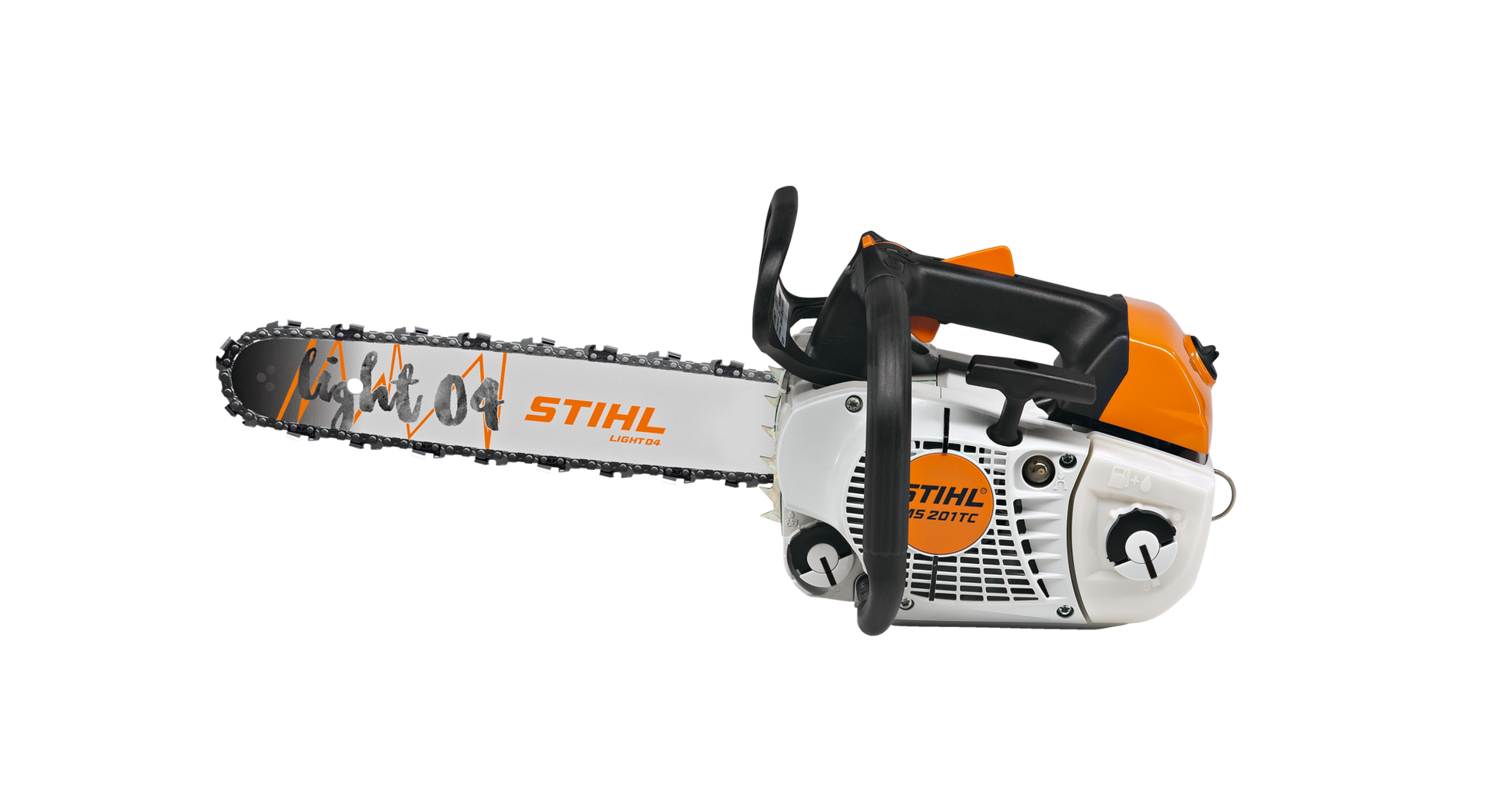 STIHL chainsaw with 14-inch bar featuring compact design for efficient arborist and home improvement use
