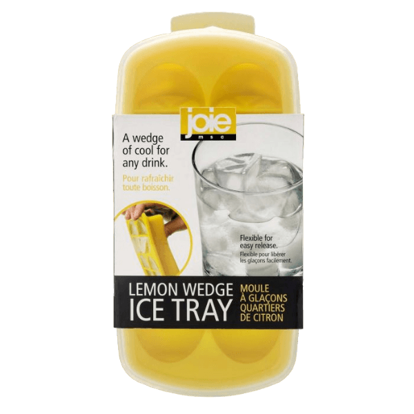 Yellow lemon wedge ice cube tray with lid for making shaped ice cubes in kitchenware and storage collections under $50