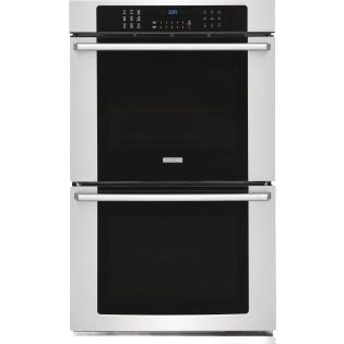 Stainless steel double wall oven with digital IQ-Touch controls for modern kitchen and home improvement use