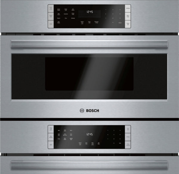 Stainless steel Bosch built-in combination oven with digital touch controls from Wall Oven and Microwave Combos collection