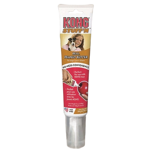 Tube of real peanut butter treat for dogs designed for filling Kong toys in pet supplies under $50 category