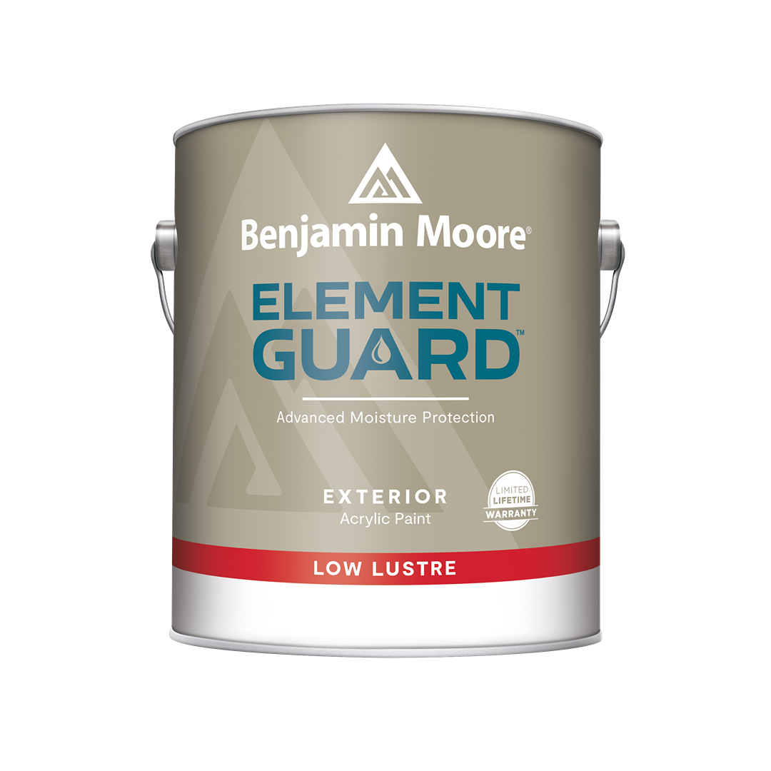 One gallon container of low lustre exterior acrylic paint with advanced moisture protection for home improvement projects