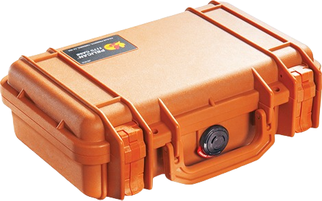 Orange hard case with secure latches and handle for durable protection of tools and equipment in home improvement use
