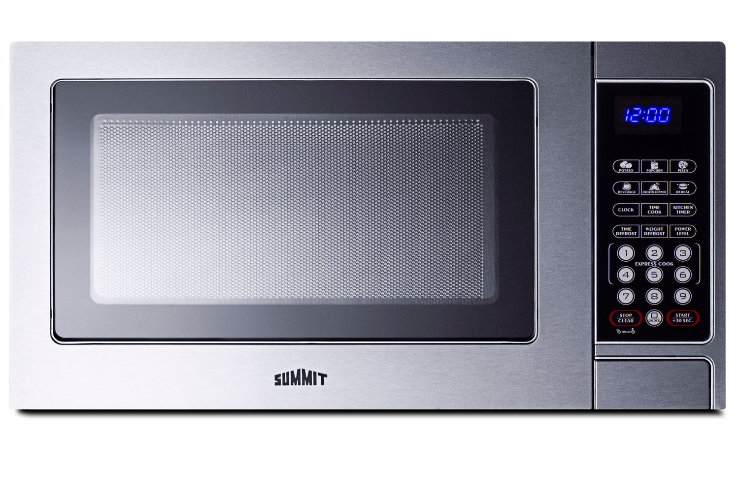 Brushed stainless steel compact microwave with digital display and control panel in Kitchen & Kitchenware collections