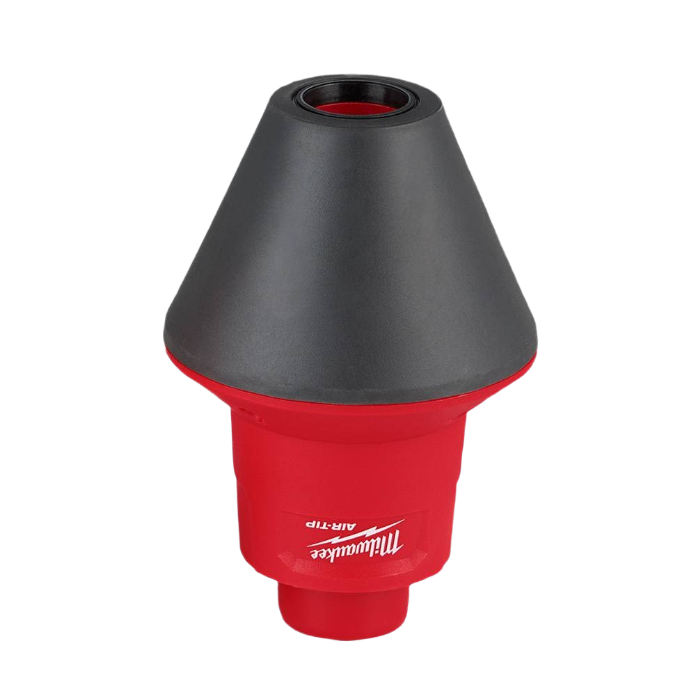Red and black Milwaukee AIR-TIP™ tool attachment designed for electrical conduit line pulling in home improvement collections