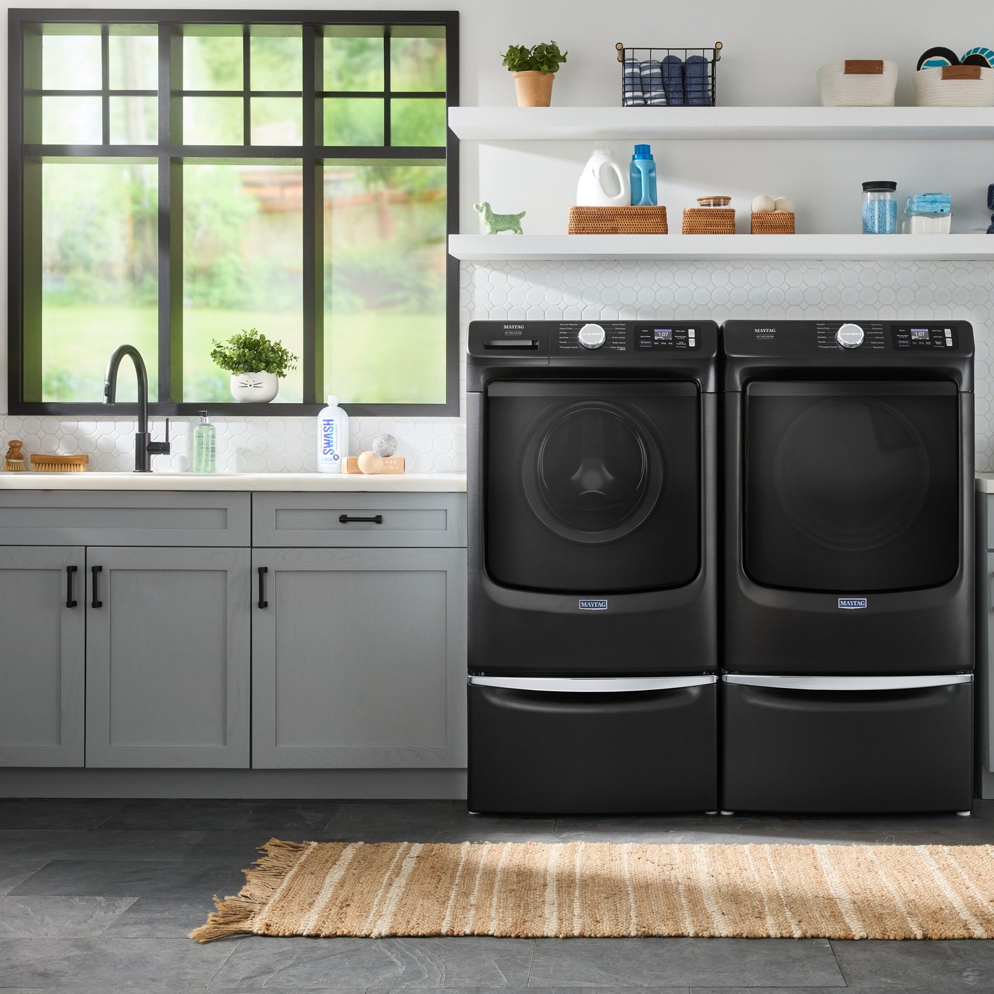 15.5" Pedestal for Front Load Washer and Dryer with Storage
